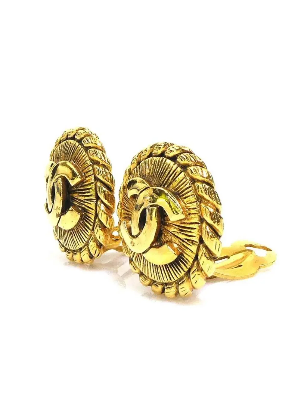 Auth Chanel Cc Logo Clip On Earrings #303051C31B